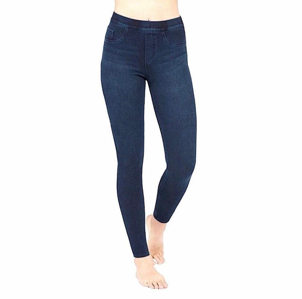 SPANX Jean-is ish Ankle Denim Leggings/Jegging's Dark Blue Stretch Size M